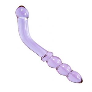 Glass Beaded Curved Dildo
