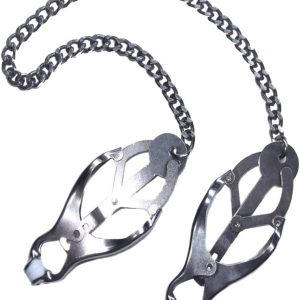 Clover-style dominatrix nipple clamps with chain – BDSM gear for advanced sensory play